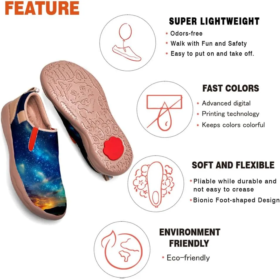 Women's Painted Shoes Outdoor Travel Loafers Comfortable Casual Slip-On Starry Sky Sneakers