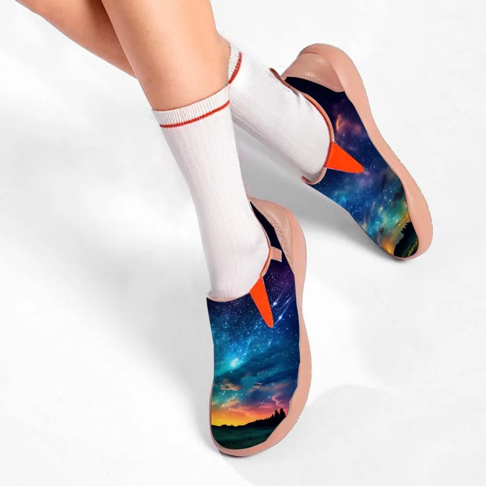 Women's Painted Shoes Outdoor Travel Loafers Comfortable Casual Slip-On Starry Sky Sneakers
