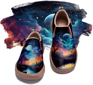 Women's Painted Shoes Outdoor Travel Loafers Comfortable Casual Slip-On Starry Sky Sneakers