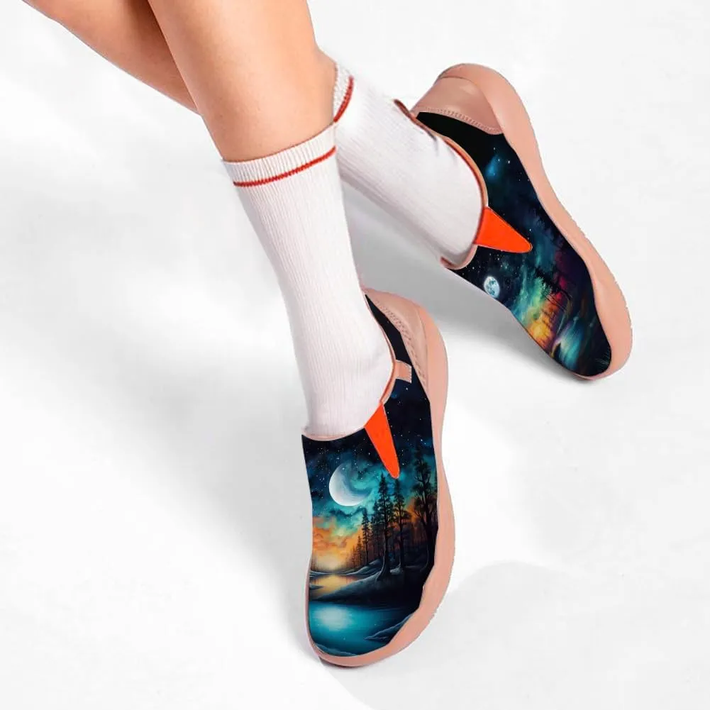 Women's Painted Shoes Outdoor Travel Loafers Comfortable Casual Slip-On Starry Sky Sneakers