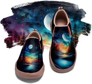 Women's Painted Shoes Outdoor Travel Loafers Comfortable Casual Slip-On Starry Sky Sneakers