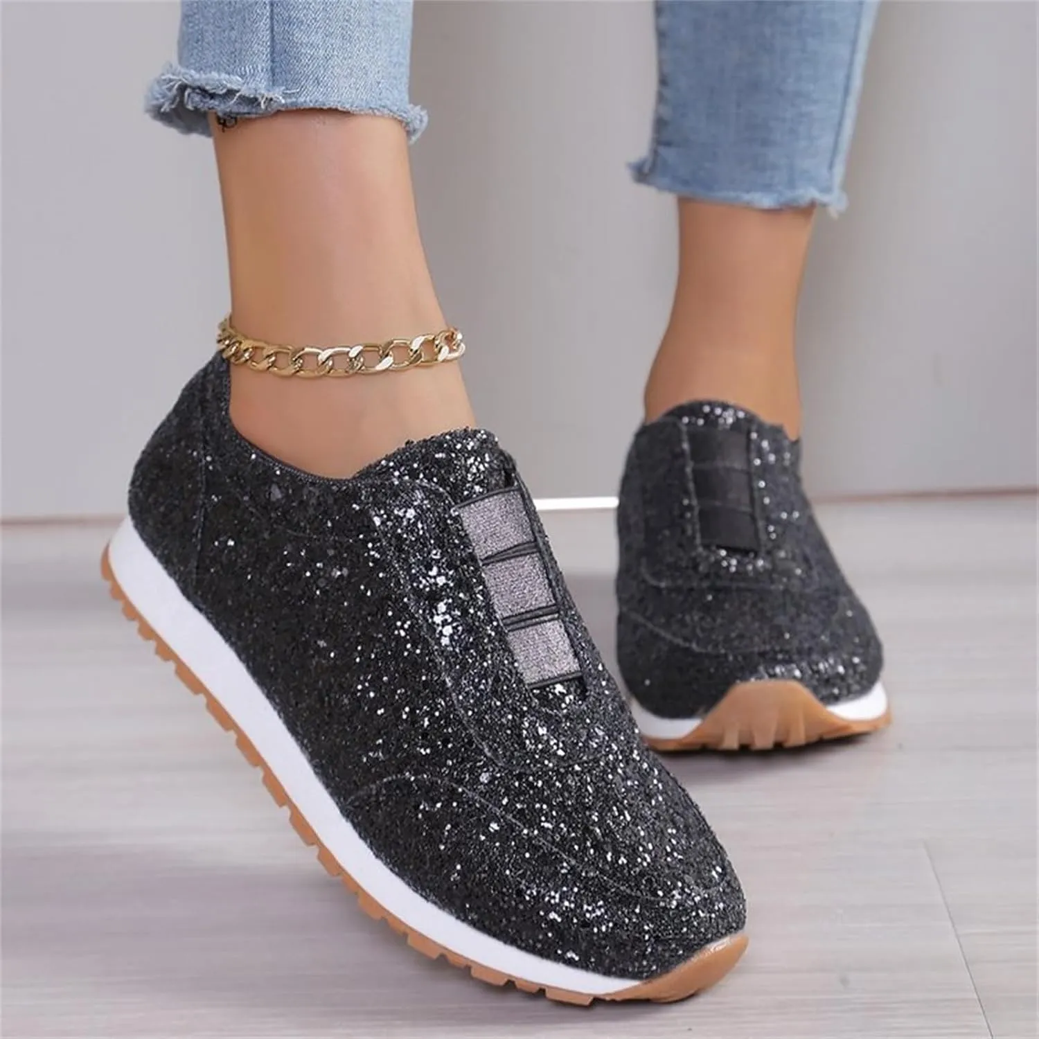 Womens Shoes Dressy Casual Slip On Sneakers Men Womens Loafers Wide Width Lightweight Cute Round Toe Christmas Dress Shoes for Women Round Toe Slip On Casual