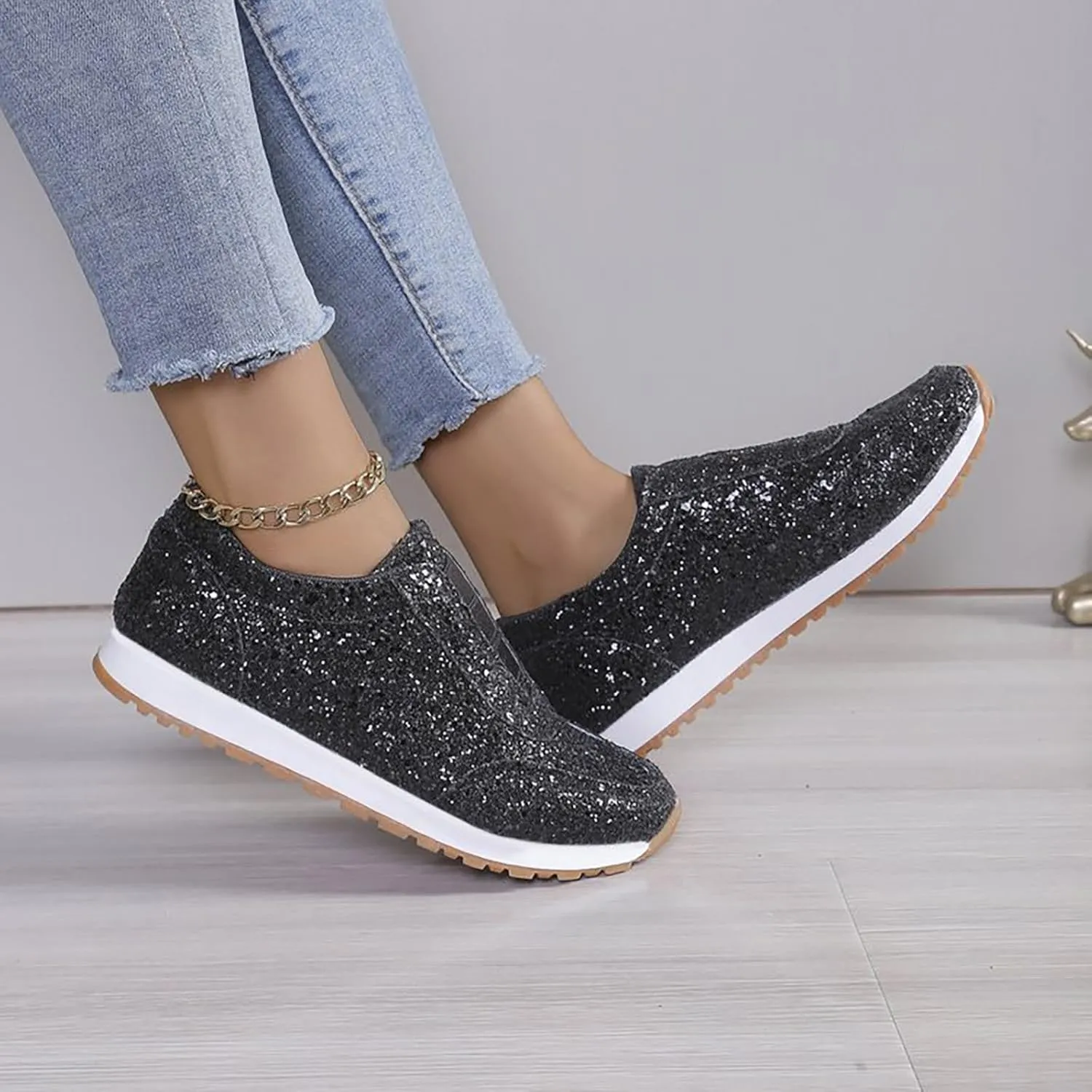 Womens Shoes Dressy Casual Slip On Sneakers Men Womens Loafers Wide Width Lightweight Cute Round Toe Christmas Dress Shoes for Women Round Toe Slip On Casual