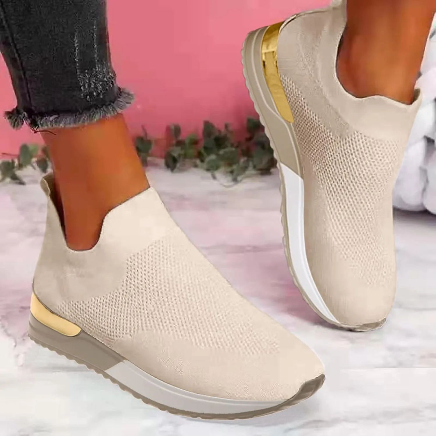 Women’s Slip-On Shoes Casual Lace-Free Walking Loafers Mens Running Shoes Wide Feet Men's Casual Dress Shoes Black Platform Sneaker Brown Tennis Shoe Casual Loafers