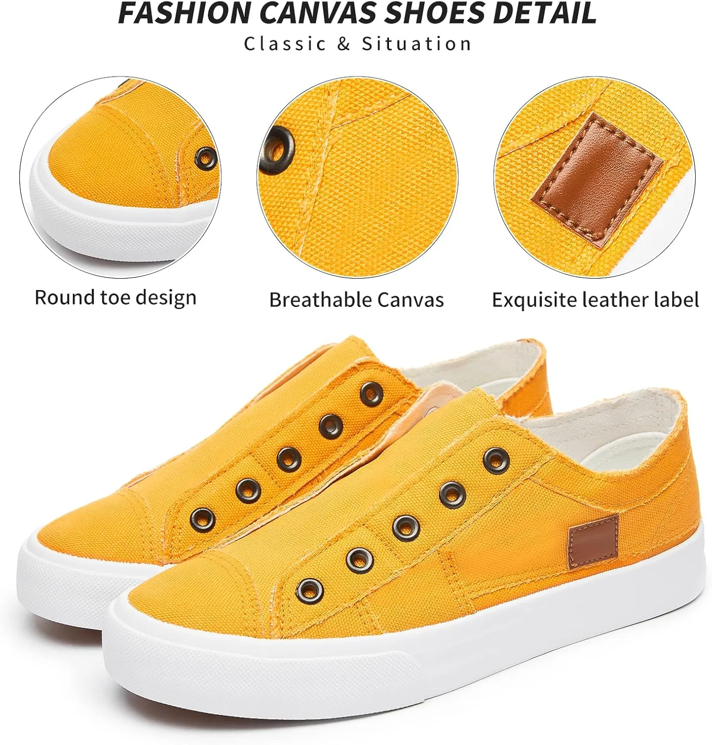 Women's Slip on Shoes Non Slip Fashion Canvas Sneakers Low Top Casual Shoes