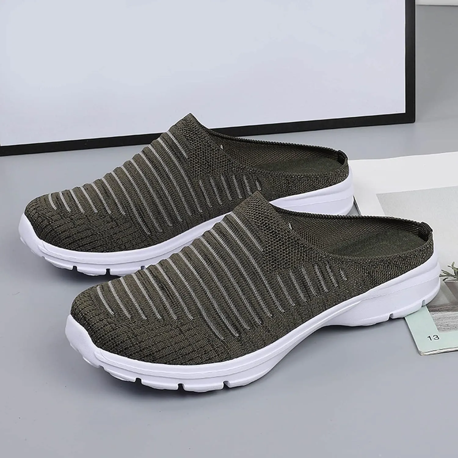 Womens Slip On Sneakers Casual Comfortable Walking Shoes Lightweight Canvas Flats Breathable Mesh Non Slip Loafers