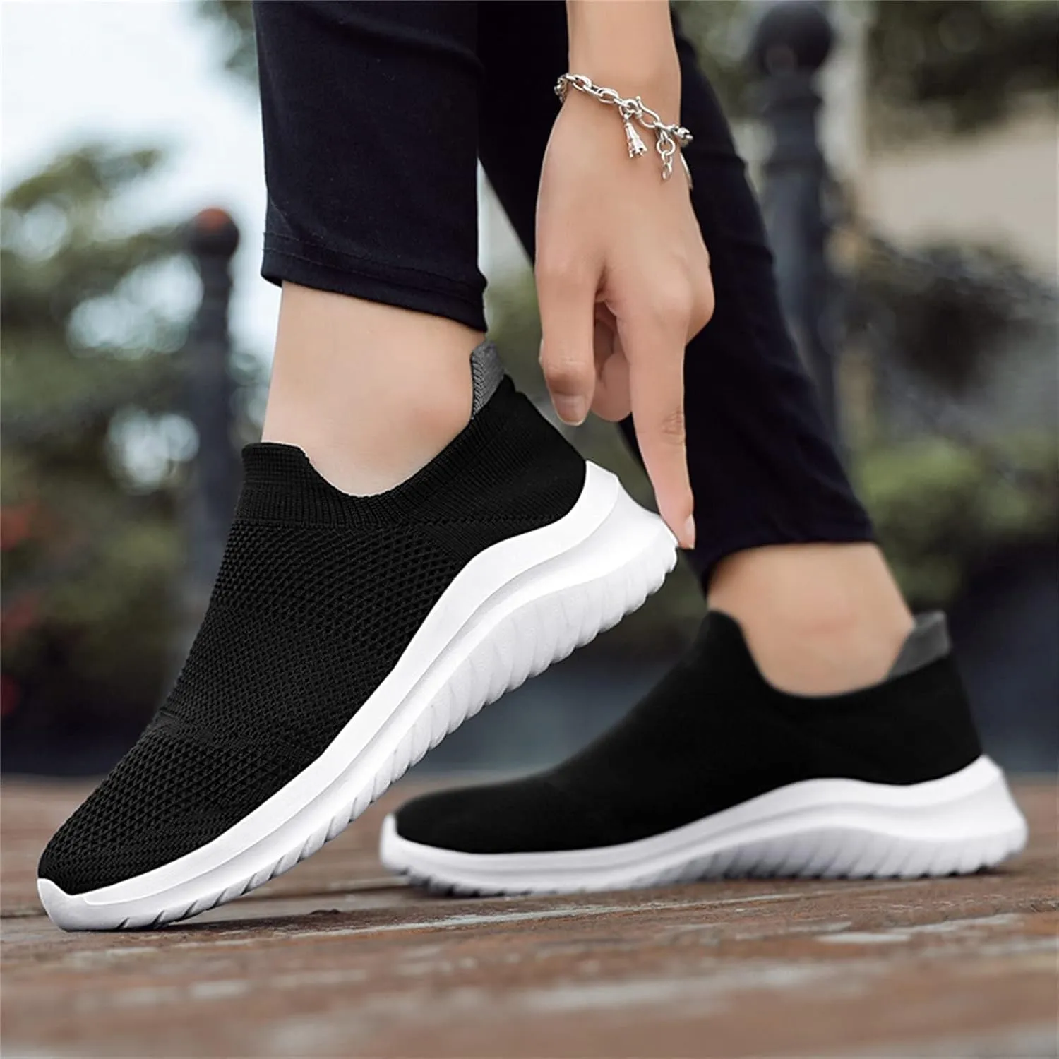 Womens Slip On Walking Shoes Non Slip Running Shoes Mens Casual Shoes Mesh Dress Casual Shoes Slip On Sneakers Black Tennis Shoe Cross Trainer Shoe