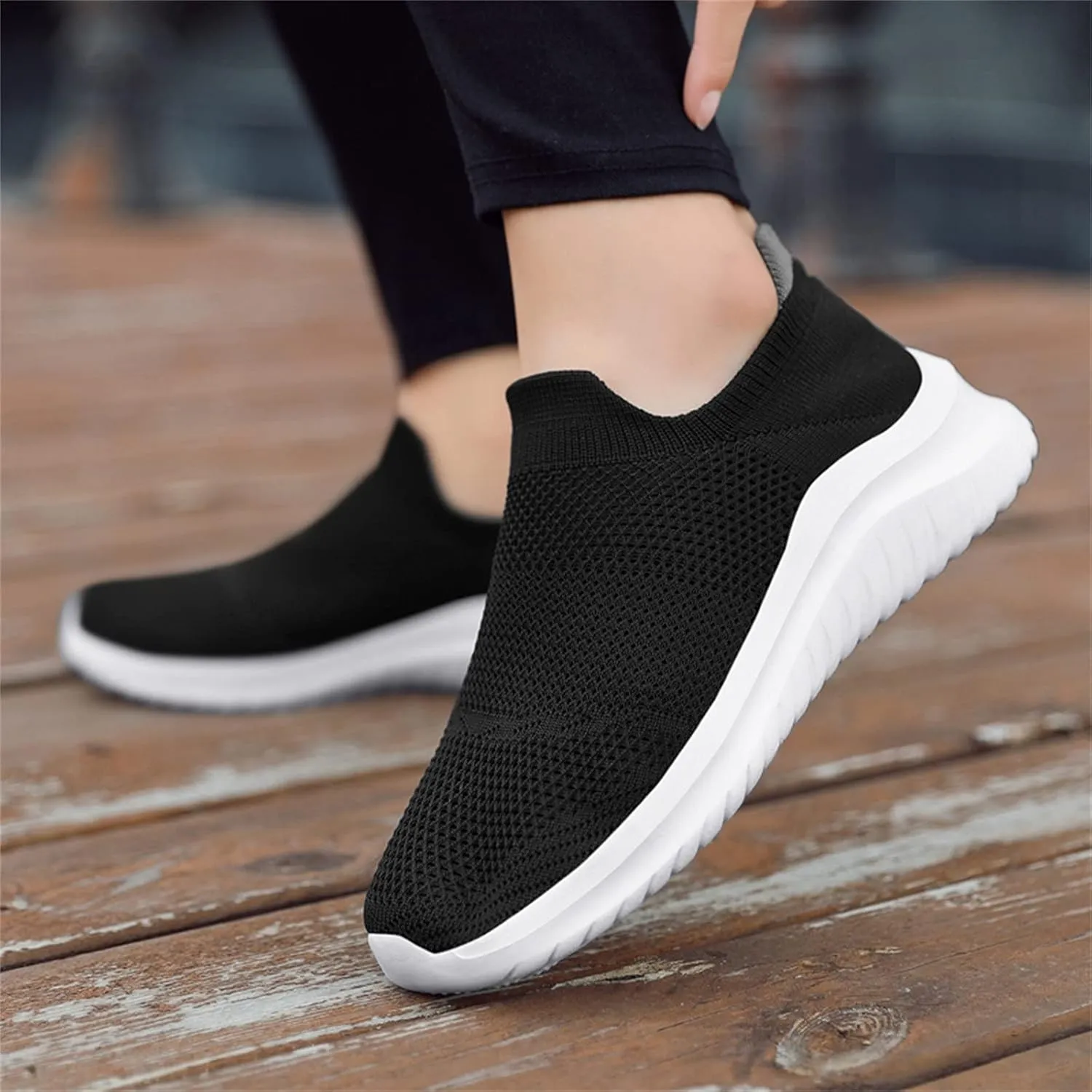 Womens Slip On Walking Shoes Non Slip Running Shoes Mens Casual Shoes Mesh Dress Casual Shoes Slip On Sneakers Black Tennis Shoe Cross Trainer Shoe