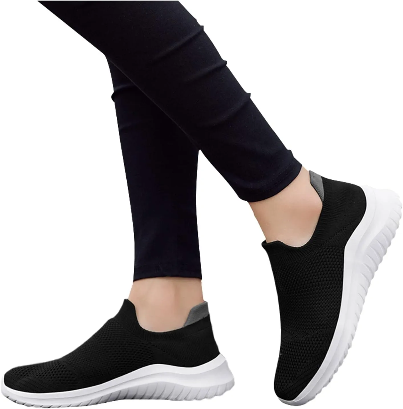 Womens Slip On Walking Shoes Non Slip Running Shoes Mens Casual Shoes Mesh Dress Casual Shoes Slip On Sneakers Black Tennis Shoe Cross Trainer Shoe