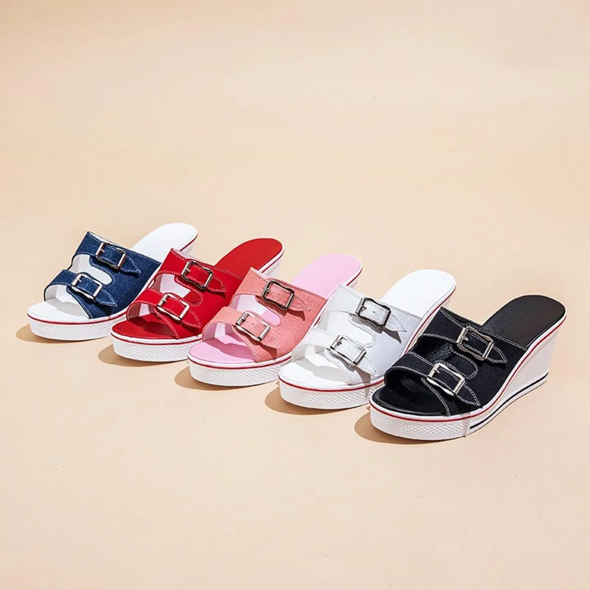Women's Sneaker Shoes High Heel Fashionable Canvas Shoes High Tube Lace Up Wedge Edge Zipper Slope Angle Shoes Size 4-11