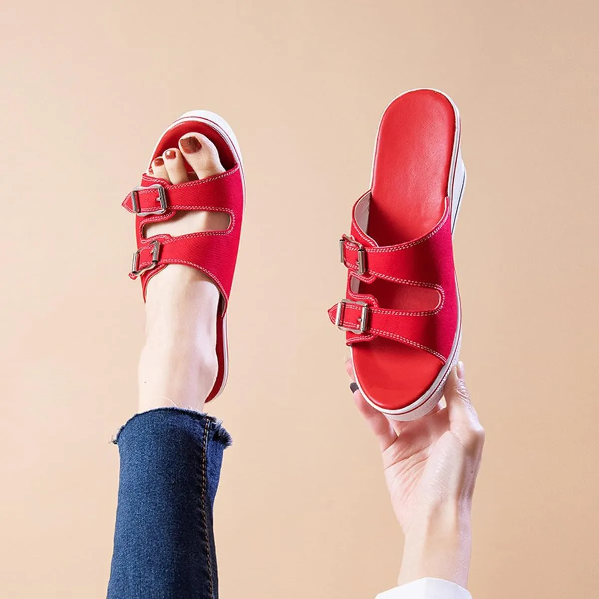Women's Sneaker Shoes High Heel Fashionable Canvas Shoes High Tube Lace Up Wedge Edge Zipper Slope Angle Shoes Size 4-11