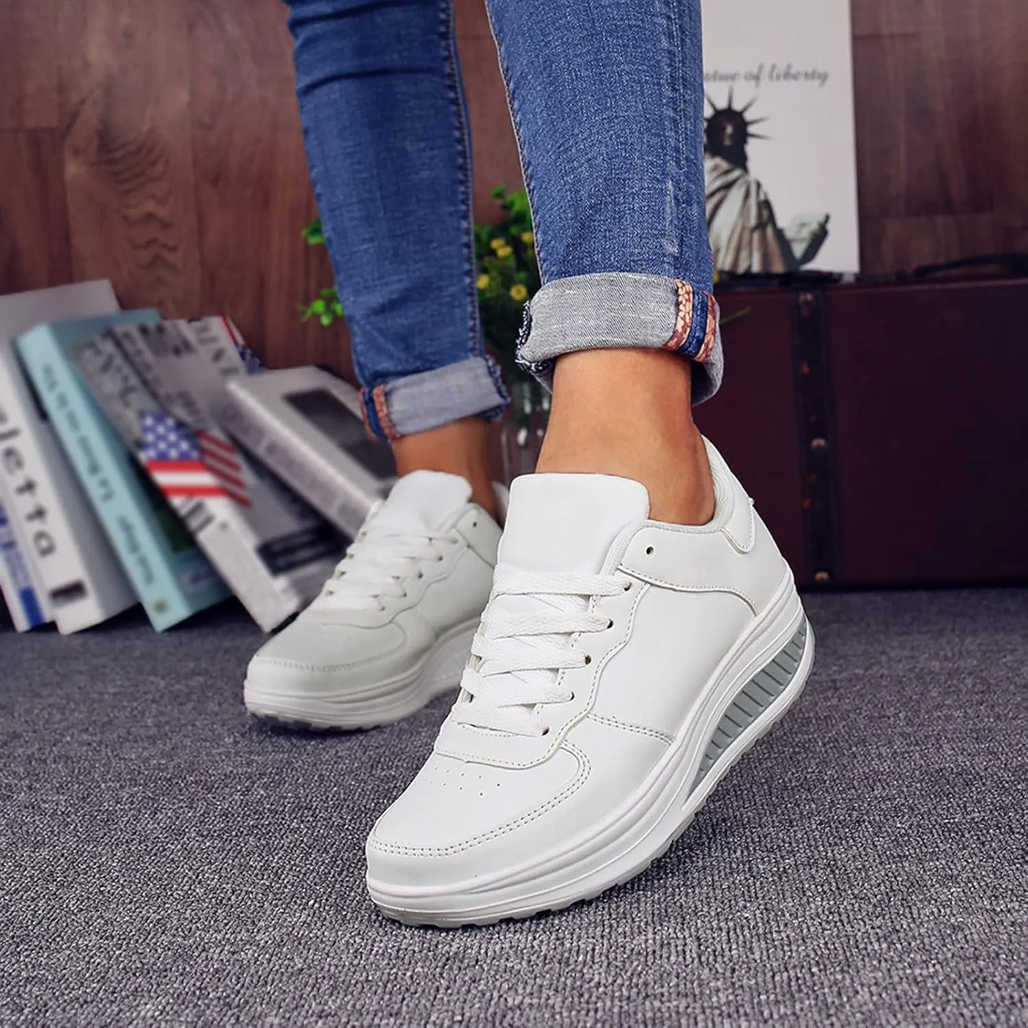 Women's Sneakers Size 10 1/2 Zapatos OrtopéDicos De Mujeres Women's Tennis Shoes Size 9 Walking Women's High Top Wedge Fashion Sneakers Hidden Heel Tenis para Caminar Y Correr De Mujer Comodos