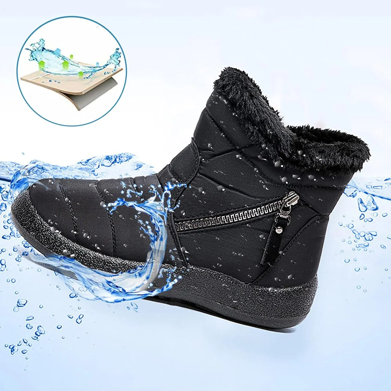 Womens Winter Boots with Zipper Adults Snow Ankle Boots Snow Boots for Womens Winter Shoes Warm Sporty Slip On Boot Non Slip Work Shoes Women Mens Snow Booties