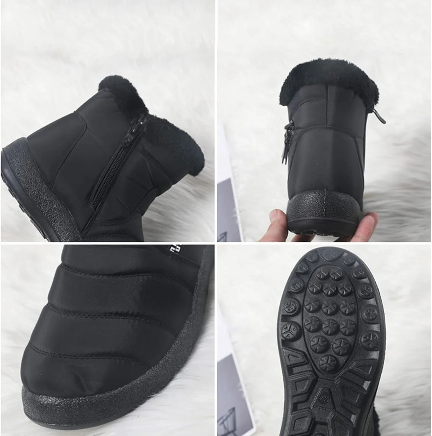 Womens Winter Boots with Zipper Adults Snow Ankle Boots Snow Boots for Womens Winter Shoes Warm Sporty Slip On Boot Non Slip Work Shoes Women Mens Snow Booties