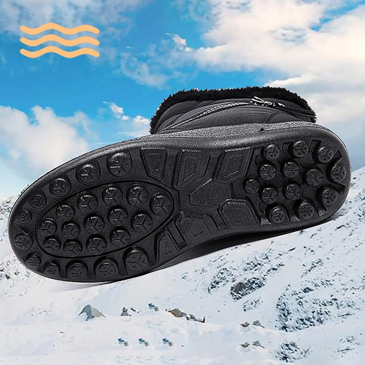 Womens Winter Boots with Zipper Adults Snow Ankle Boots Snow Boots for Womens Winter Shoes Warm Sporty Slip On Boot Non Slip Work Shoes Women Mens Snow Booties