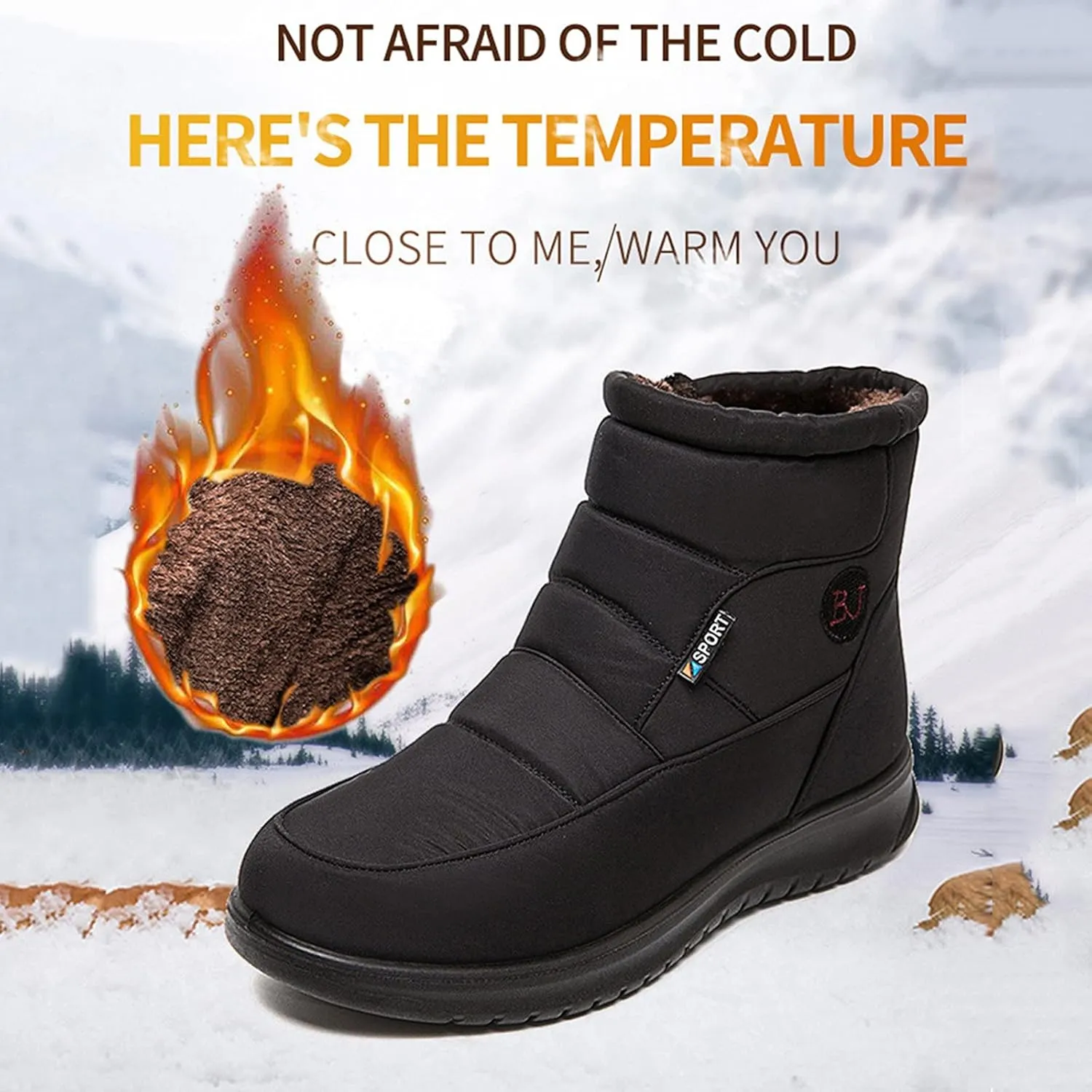 Womens Winter Boots with Zipper Waterproof Snow Shoe Womens Winter Snow Boots with Warm Fur Lining Winter Boot Women Slip On Womens Rain Boots Men's Winter Booties
