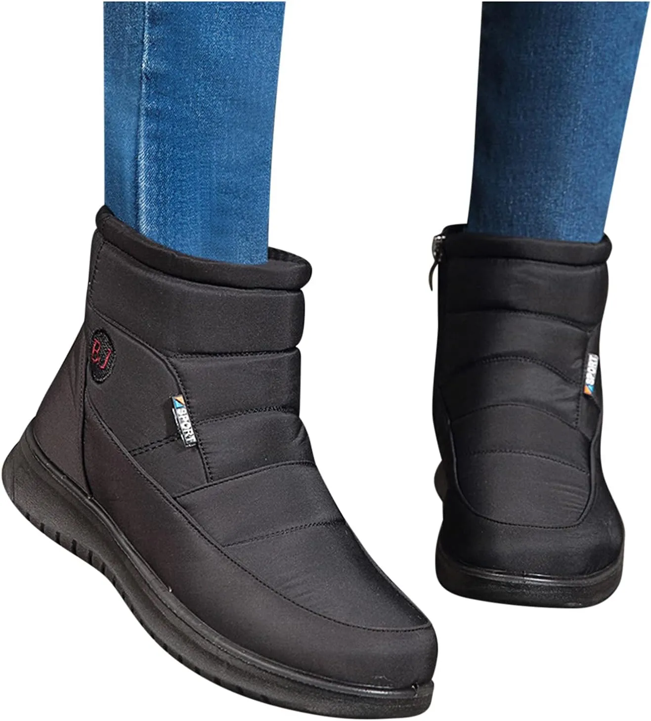 Womens Winter Boots with Zipper Waterproof Snow Shoe Womens Winter Snow Boots with Warm Fur Lining Winter Boot Women Slip On Womens Rain Boots Men's Winter Booties