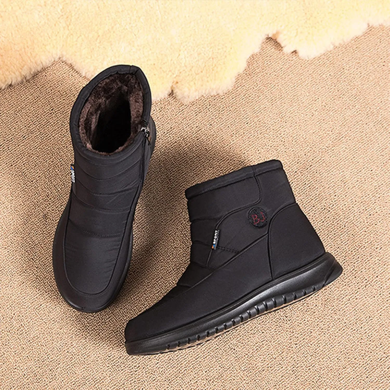 Womens Winter Boots with Zipper Waterproof Snow Shoe Womens Winter Snow Boots with Warm Fur Lining Winter Boot Women Slip On Womens Rain Boots Men's Winter Booties