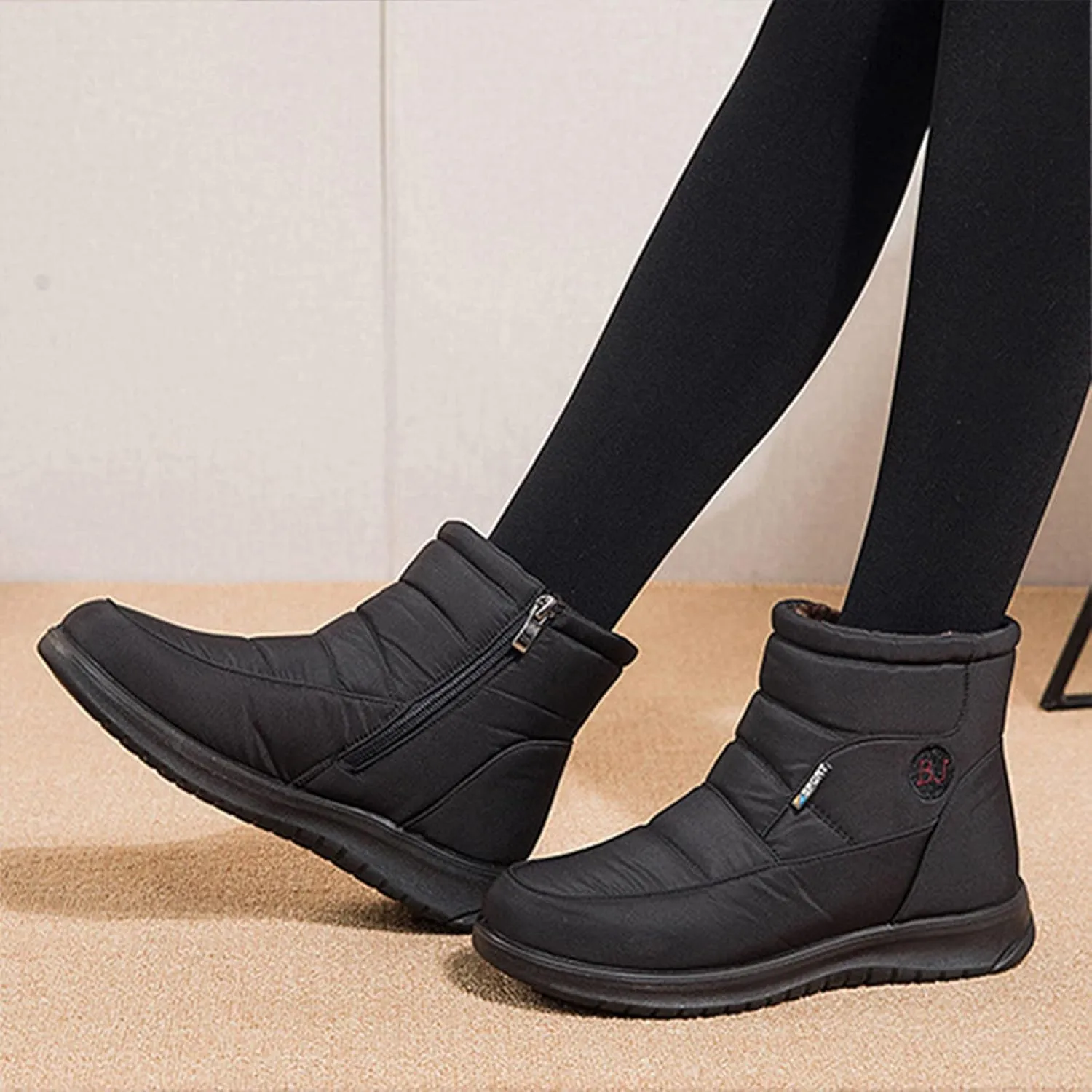 Womens Winter Boots with Zipper Waterproof Snow Shoe Womens Winter Snow Boots with Warm Fur Lining Winter Boot Women Slip On Womens Rain Boots Men's Winter Booties