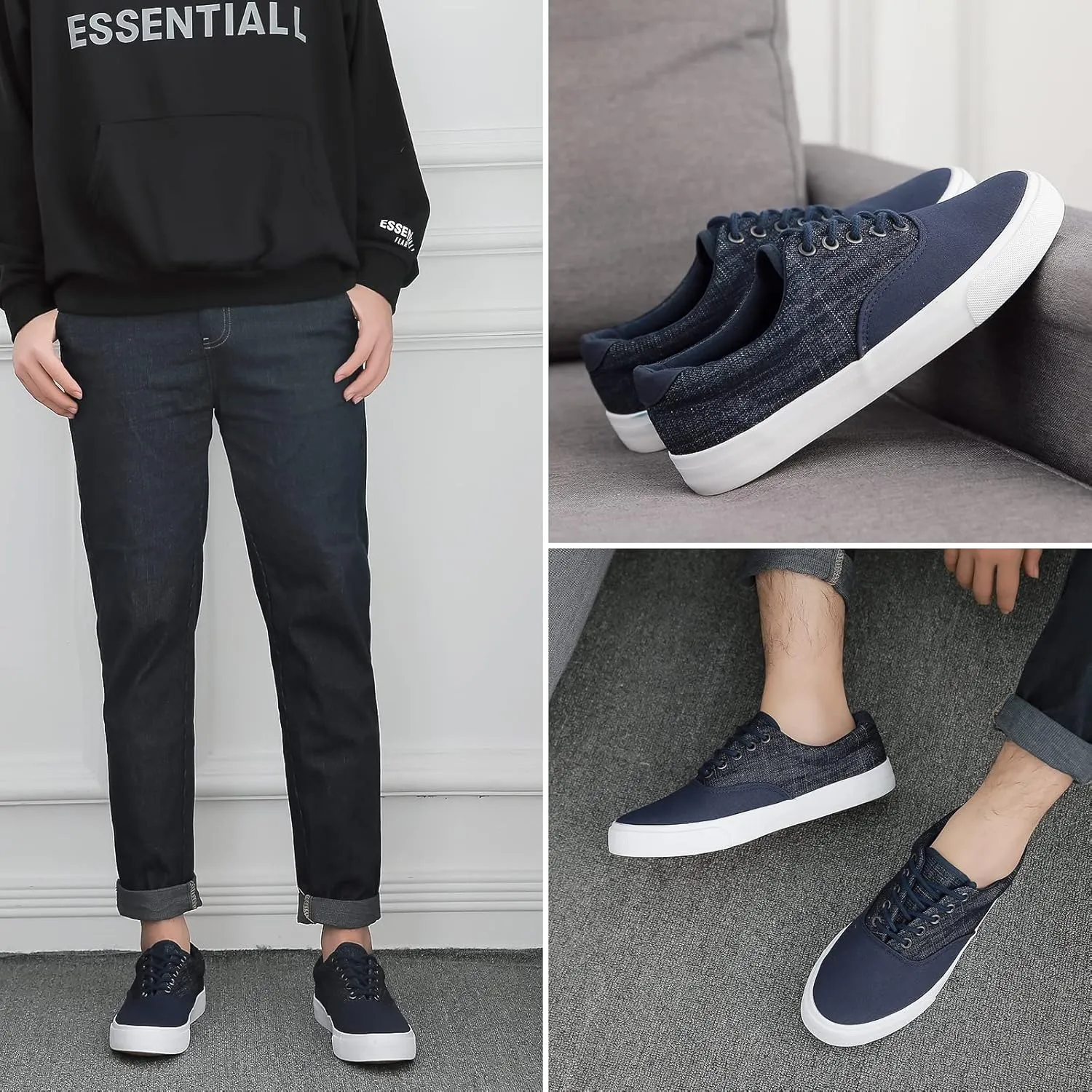 yageyan Mens Low Top Canvas Walking Shoes Lace-up Fashion Sneakers Casual