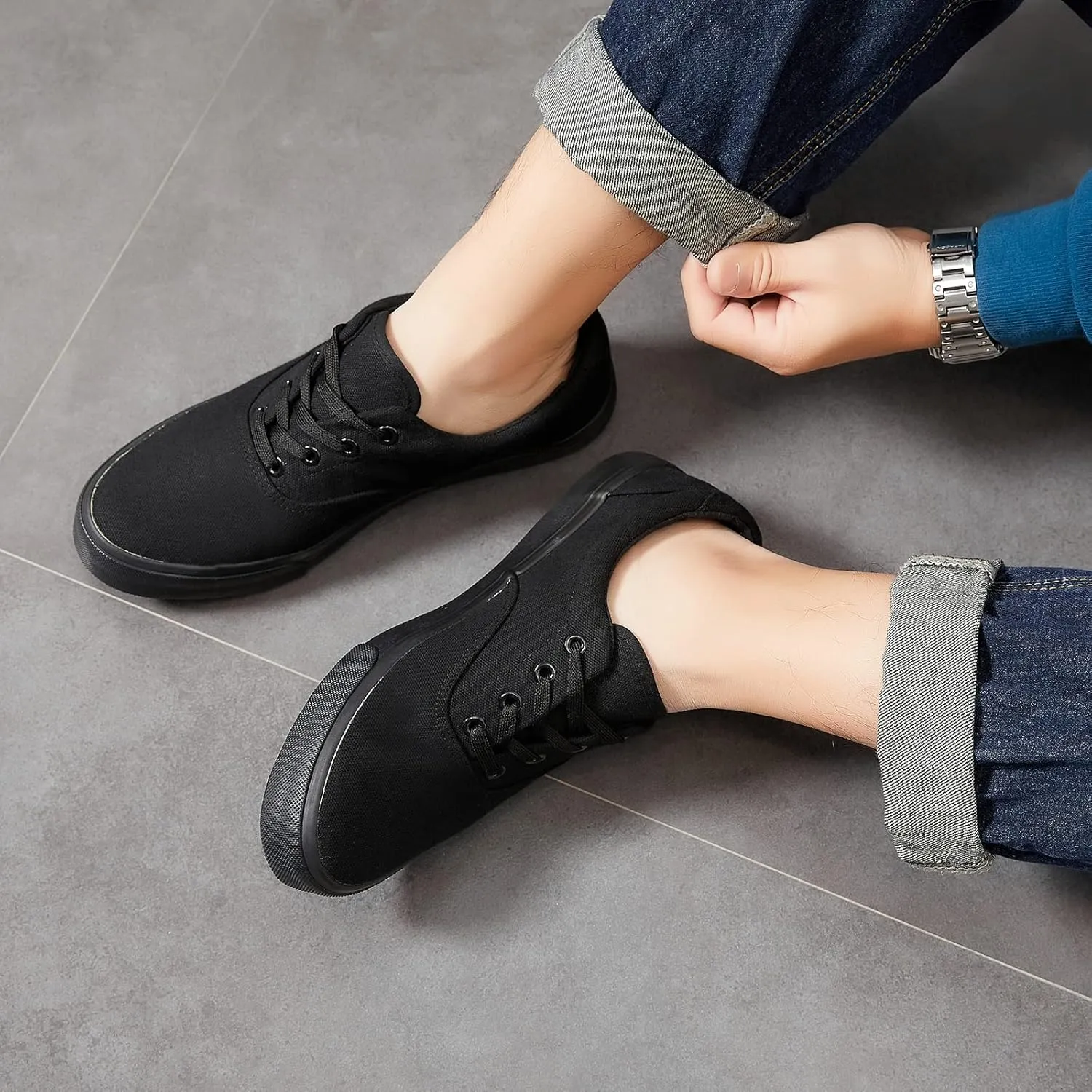 yageyan Mens Low Top Canvas Walking Shoes Lace-up Fashion Sneakers Casual