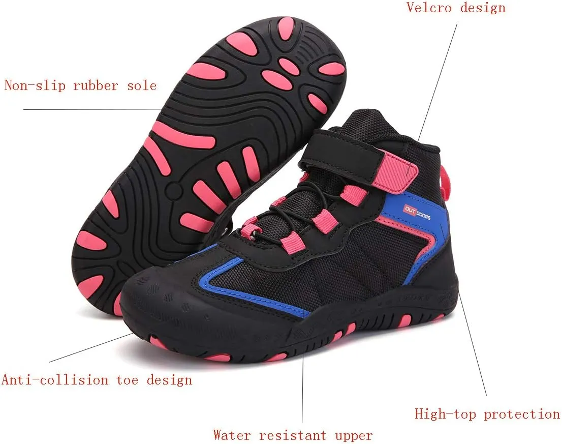 YUKTOPA Kids Boys Girls Outdoor Hiking Boots Breathable Anti-Slip Water Resistant Ankle Walking Trekking Shoes
